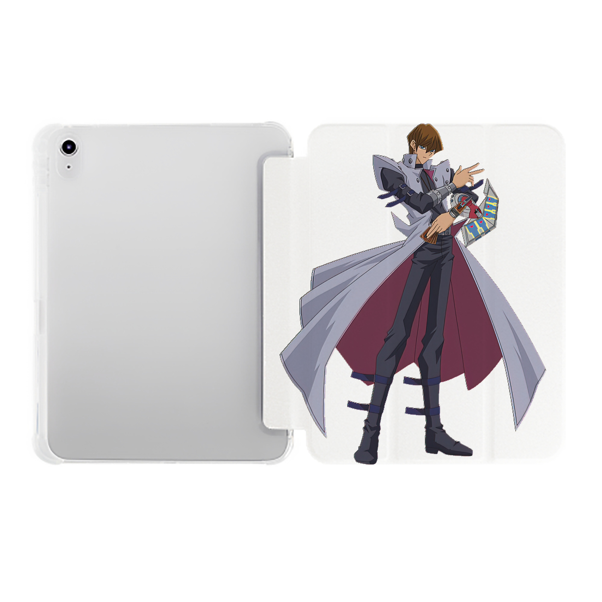 （画像用） 遊☆戯☆王 Yu-Gi-Oh! IPad ケース ペン収納付き 三つ折りスタンド PUレザー×シリコン 対応機種9.5/10.5/10.9インチ